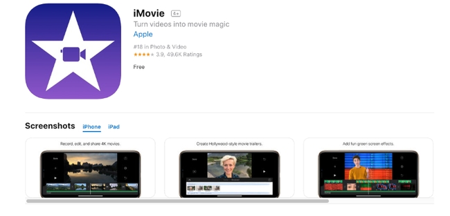 iMovie - iphone Videobearbeitungsprogramme