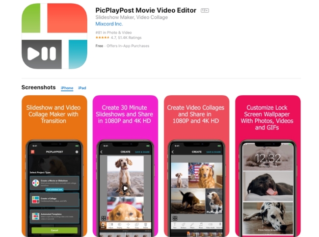 PicPlayPost: applicazione per l'editing di filmati e video