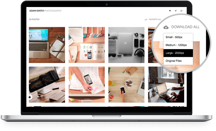 Client Proofing Tool: Create Private Galleries, Work with clients, Mark Favorites and deliver files digitally.